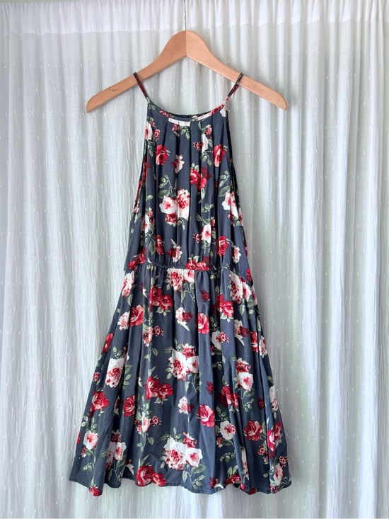 Justify Dresses & Skirts - Justify Navy Floral Halter Dress with Red Roses